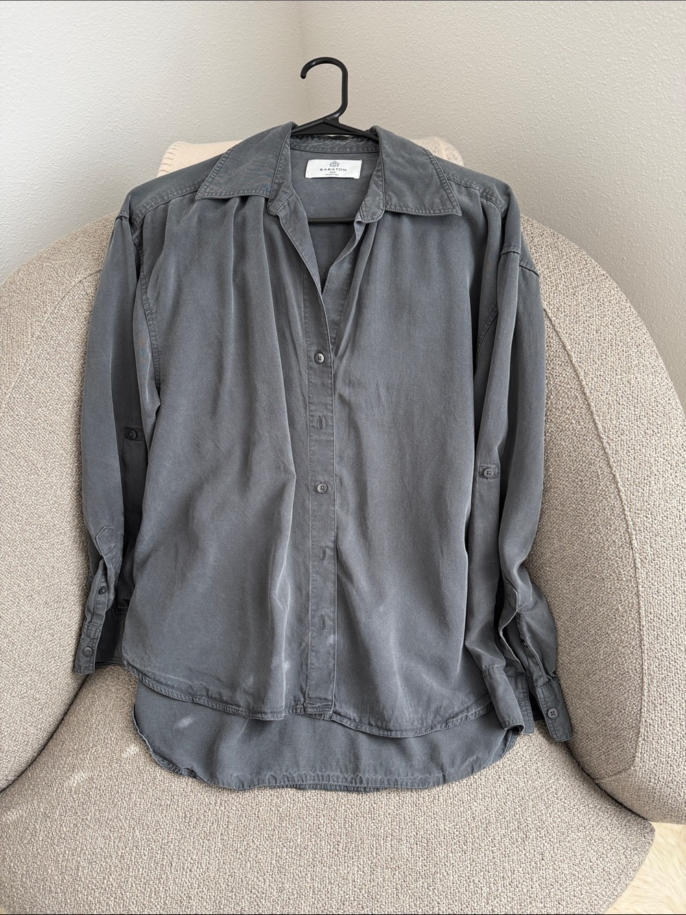 Babaton Relaxed Button-Down Shirt in Charcoal Gray